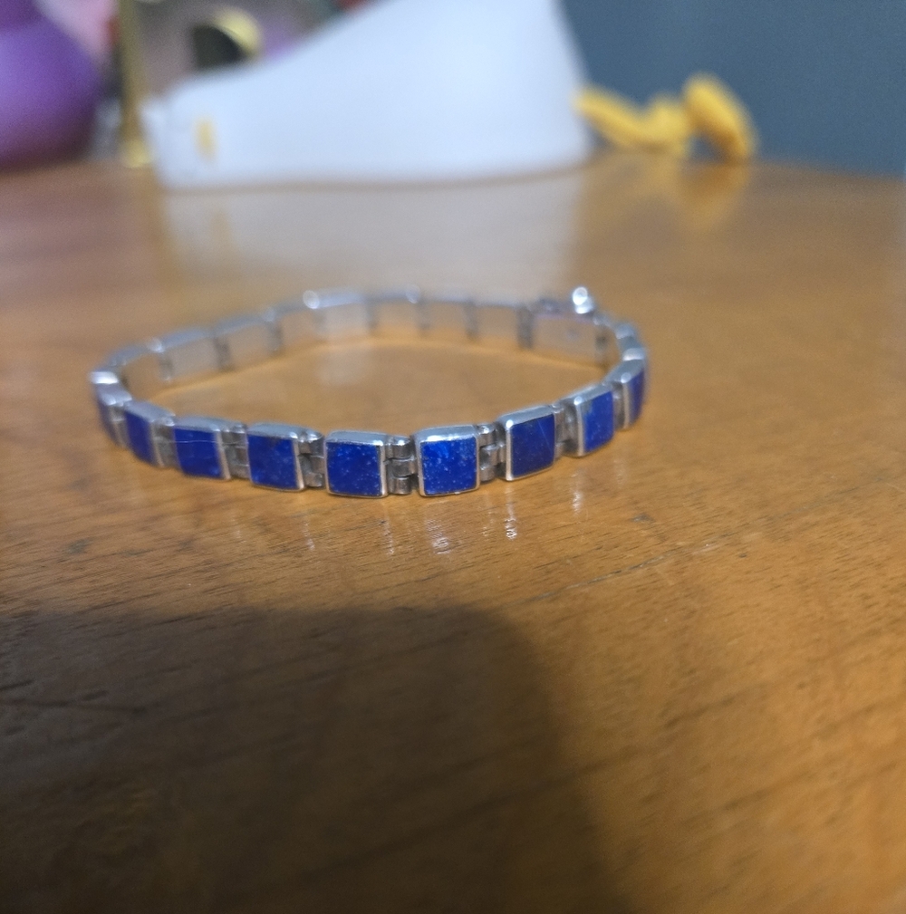 950 Silver Blue Lapis Lazuli Bracelet